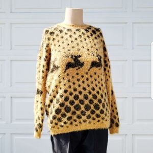 Cheetah and Reindeer Fuzzy Sweater